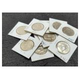 (10) 1964 Kennedy Half Dollars AU