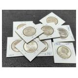(10) 1964 Kennedy Half Dollars Unc.