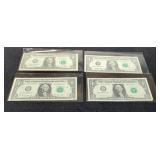 (4) Different $1 Star Notes: 1995, 01, 13, 17