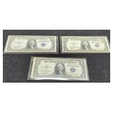 (3) 1935 $1 Silver Certificate Notes A,B,E Unc.