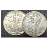 (2) W. Liberty Half Dollars  1941-S, 1942