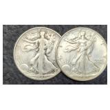(2) W. Liberty Half Dollars  1940-P&S