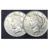 (2) 1923 Peace Dollars P&S