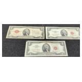 (3) Different $2 Red Seal Notes