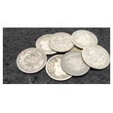 (8) Barber Dimes: