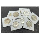 (10) 1964 Kennedy Half Dollars AU