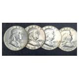 (4) 1963-D Franklin Half Dollars Unc.