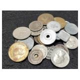 Lot w/ 26 U.S. Foreign Coins & Tokens