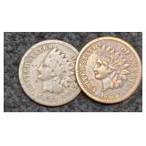 (2) Indian Head Cents: 1883 XF, 84 G
