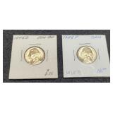 (2) 1945 Silver War Nickels P&D Gem BU