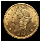 1904 $20 Gold Liberty Double Eagle Unc.
