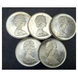 (5) 1965 Canada Silver Dollar Unc.