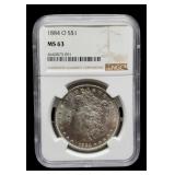 1884-O Slab Morgan Dollar NGC MS63