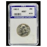 1962-D Slab Quarter UNC MS67