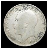 1923 U.K. 1 Florin Silver 50%/11.3 G