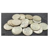 (20) 40% Silver Kennedy Half Dollars