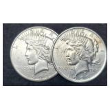 (2) 1923 Peace Dollar P&S