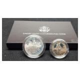 1989-S Proof Comm. Silver Dollar & Half Dollar