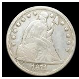 1871 Liberty Seated Dollar