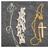 2 Necklaces inc/ Jeweled Sterling Silver Pendant &
