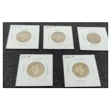 5 Different Date Barber Quarters