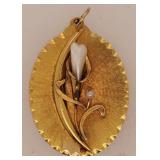 14 Kt. Gold 1 1/4" Pendant w/ 2 Stones 5 Gram