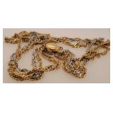 3 Strand Costume Necklace In Gold & Silver