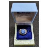 14 Kt. White Gold Hallmark Ring Blue Center Stone,