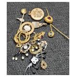 4 Stick Pins, 3 Rings, Rhinestones & More