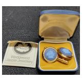 Set Of Gold Plated Wedgwood Cuff Links,