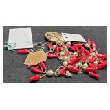 Pepper Necklace & Ear Rings, 2 Necklaces, Brooch,