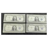 4 - 1957 $1 Silver Certificate Notes Unc.