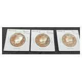 3 Silver Proof Kennedy Half Dollars: