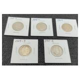 5 Different Date Barber Quarters