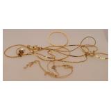 3 Modern 16" Gold Color Necklaces 1 w/