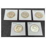 5 1954 Kennedy Half Dollars
