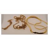 3 Gold Color Necklaces: 16", 18", 26"