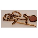 Pocket Watch Chain w/ Heart Pendant