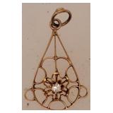 14 Kt. Gold Tested Pendant w/ Small Stone .6 Gram