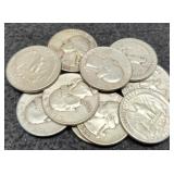 10 Silver Washington Quarters