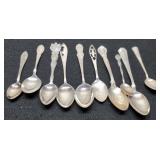 10 - Sterling Silver Souvenior Spoons 170 Grams