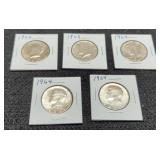 5 - 1964 Kennedy Half Dollars