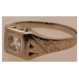 18 K White Gold Ring w/ Stone Size 10.1