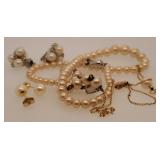 2 Pearl Necklaces, 2 Sets Pearl Ear Rings