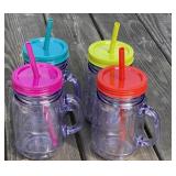 Plastic Mugs with Straws