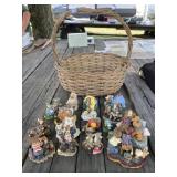 Basket Full of Resin Figurines