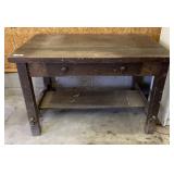 Oak Library Table with Drawer