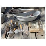 Granite Wash Pan and Masonry Tools