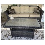 Plastic Wicker Patio Table and Sofa
