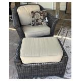 Plastic Wicker Chair & Footstool